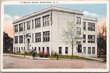 RUTHERFORD, New Jersey Postcard SYLVAN SCHOOL Building / Street View c1910s picture