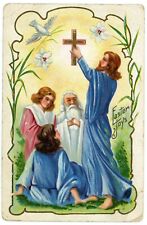 Vintage Postcard EASTER JOYS Jesus Holding  Up A Cross A. Jaeger Easter Series  picture