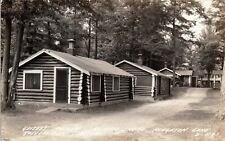 Vintage RPPC Postcard Roscommon MI Houghton Lake Resort Log Cabins picture