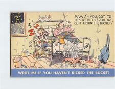 Postcard Write Me If You Haven't Kicked The Bucket with Humor Comic Art Print picture