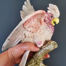 Vintage 1980s Fitz and Floyd Pink & White Exotic Cockatoo Bird Japan picture