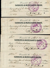1902 (4) Hannibal Mo Bank Checks Issued On Farmers & Merchants Bank Bold Cancels picture