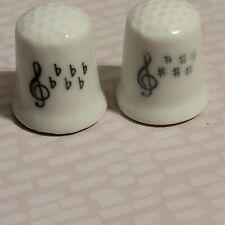 Pair Of Music Note Porcelin China Thimble picture