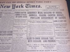 1917 JULY 24 NEW YORK TIMES - KERENSKY MADE DICTATOR OF RUSSIA - NT 6655 picture