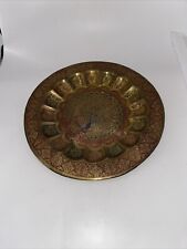 Vintage Decorative Wall Hanging Plate Peacock 9”Brass/copper Decor picture