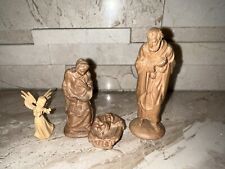 Oberammergauer Bergmann Schnitzerei 4 PC Nativity Set Hand Carved Wood Figures picture