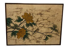 Vintage Original Chinese Batik Painting Birds Botanical Design Framed Signed picture