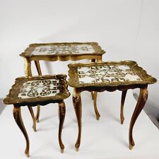 3 Vintage Gold Nesting Tables Hollywood Regency Florentine Italy MCM  picture