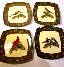 Plow and Hearth Woodland Birds Square Dessert Salad Plates Set of 4 New picture