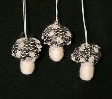 Adorable Handmade Black & White Yarn Mushroom Christmas Ornaments picture