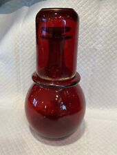 ANTIQUE PIGEON BLOOD GLASS BEDSIDE SET TUMBLE-UP RUBY BOHEMIAN GLASS picture