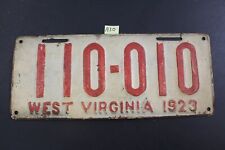 VINTAGE - 1923 WEST VIRGINIA LICENSE PLATE - 110 010 (A30 picture