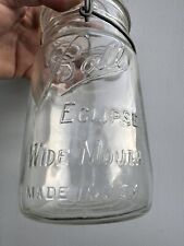 VINTAGE ANTIQUE CLEAR ECLIPSE WIDE MOUTH BALL JAR WITH LID picture