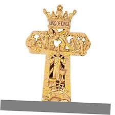 Dicksons King of Kings Cutout Scenes Gold Tone Resin Stone Tabletop LED Cross  picture