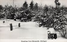 RPPC Marquette MI Michigan Snow Winter Ski Time Trees Scene UP Photo Postcard E5 picture