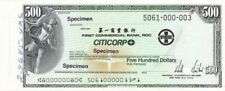 Citicorp $500, 100 or 20 Denomination - American Bank Note Company Specimen Chec picture