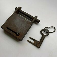1850's padlock lock with Original key MOST RARE & EARLY,  old or antique Iron picture