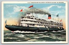 S.S. Christopher Columbus Ship En Route Chicago Milwaukee Postcard POSTED 1919 picture