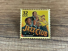 Vintage 1998 USPS Jazz Club 32 Cent USA Stamp Lapel Hat Uniform Pin picture