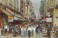 VINTAGE Postcard Crowded Street Scene HONG KONG 1970's People Businesses picture