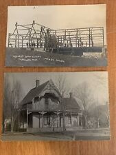 Early 1900’s Real Photo Postcard Barn Raising And Home In Mancelona Michigan picture
