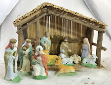 Sears 12 Piece Nativity Set Hand Painted Porcelain W/ Stable & Box D71 97930 VTG picture