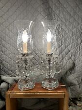 Pair Of Vintage Crystal Glass Electric Hurricane Table Lamps picture