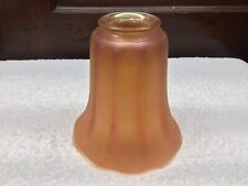 NUART Peach/Marigold Iridescent Carnival Glass Scallop Lamp Shade 2 1/4