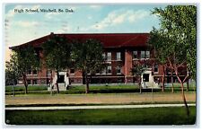 1913 High School Exterior Roadside Mitchell South Dakota SD Posted Tree Postcard picture