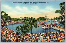 Vtg Tarpon Springs Florida FL Annual Epiphany Ceremony Religious 1930s Postcard picture