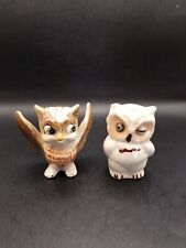 Vtg hand painted pair of cute owl salt and pepper shakers picture