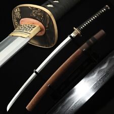Japanese Samurai Katana Folded Steel Clay Tempered Razor Sharp Shirasaya Sword picture