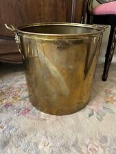 Extra Large Brass 15x15” Handles Planter Fireplace Pot Tarnished Vtg picture