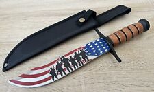 Kbar Knife Deluxe Stand Sheath USA Flag Laser Etch Dagger Hero Veteran Army Usmc picture