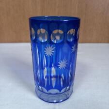 Glass Kiriko Engraved on the glass #326 Blue Glass 6.5x11cm/2.55x4.33
