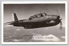 Postcard US Navy Grumman Avenger Torpedo Bomber Vintage Military Aircraft picture