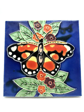 Vintage Ceramic Butterfly Tile Art 6  X 6  picture