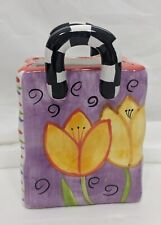 Milson and Louis Hand Painted Yellow Tulips Bag Whimsical Planter Vase Decor Pcs picture
