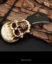 Vintage Skull Pendant + EDC Knife / Necklace Outdoor Portable Mini Keychain Gift picture