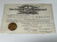 Antique 1898 Regiment Document Wisconsin State Signed Gov Edward Scofield picture