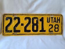 Vintage 1928 Utah License Plate Long 8225 picture