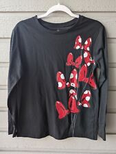 Disney Minnie Mouse Bow Balloons Black Long Sleeve T-shirt Top Women's Size XS picture