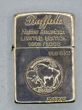 Vintage 1992 Limited Buffalo Native American Old Coin Chrome Zippo Lighter picture