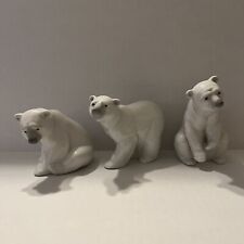 Set Of 3 Lladro Attentive + Resting + Sitting Bear Figurines Mint W/0 Boxes picture