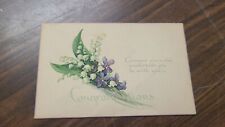 Antique 1917 Congratulations Postcard Purple Flowers  picture