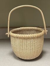 Nantucket Style Lightship Round Basket Swing Handle 6” Hand Woven Plastic Liner picture
