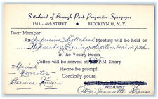 c1960's Impressive Sisterhood Meeting Borough Park Progressive NY Postal Card picture