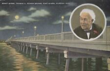 Night Scene Thomas A Edison Bridge Fort Meyers FL Vintage Divided Back Post Card picture
