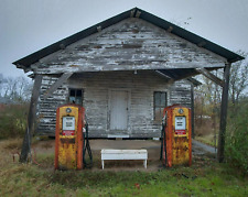 1940s Abandoned MOBIL GAS STATION & GAS PUMPS 8.5x11 PHOTO picture