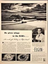 1942 Elgin Watches He Gives Wings to the B-25 Bombers WWII Vintage Print Ad picture